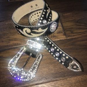 NOCONA Western Cowgirl Fur BLING Belt (S/M) 36"